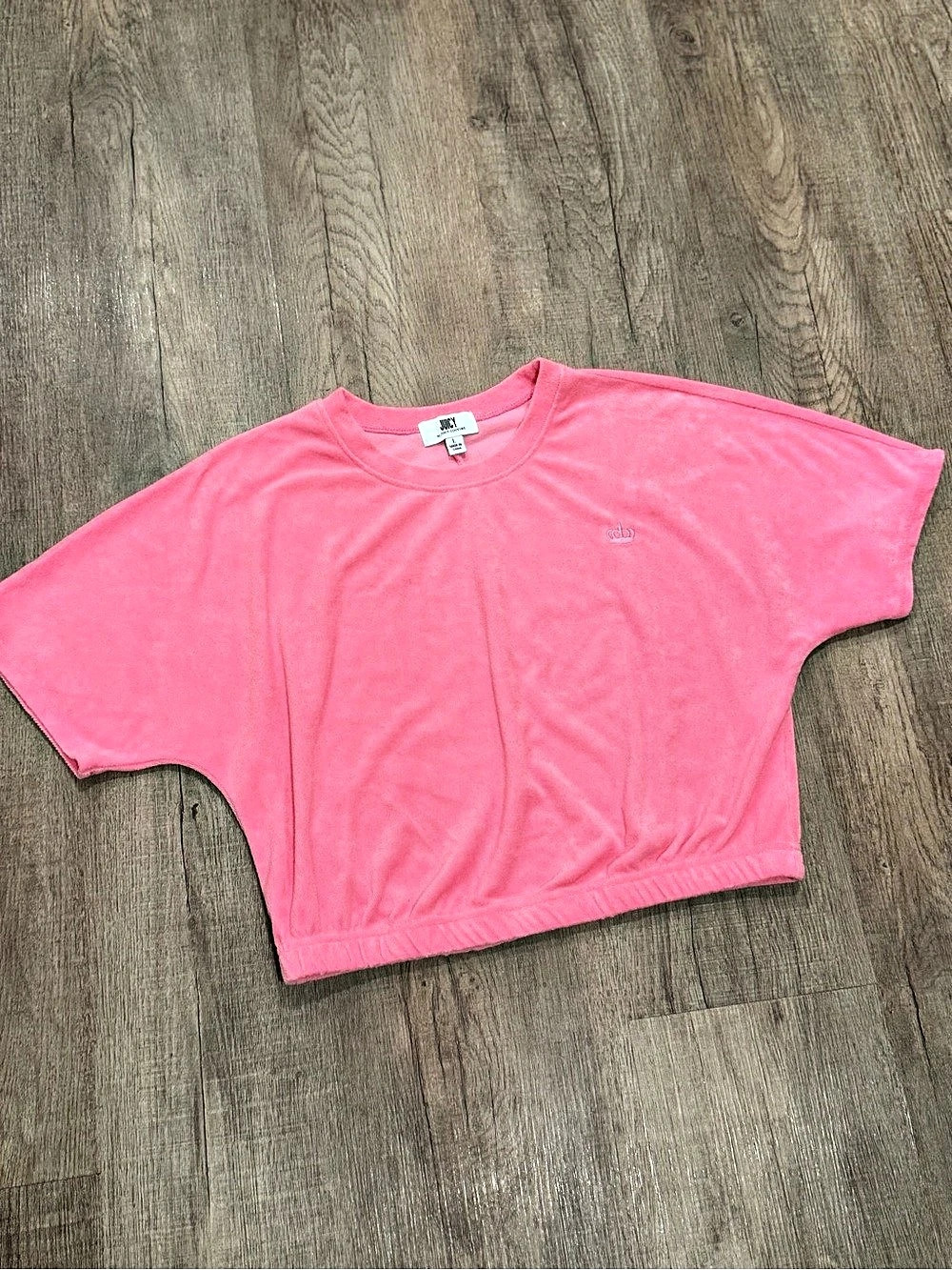 Juicy Couture Velour Short Sleeve Cropped Top Pink Large